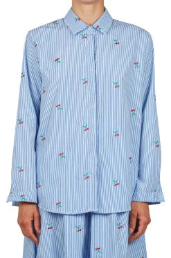 - Camicia - 451503 - Bianco/Azzurro^La Femme Blanche Discount