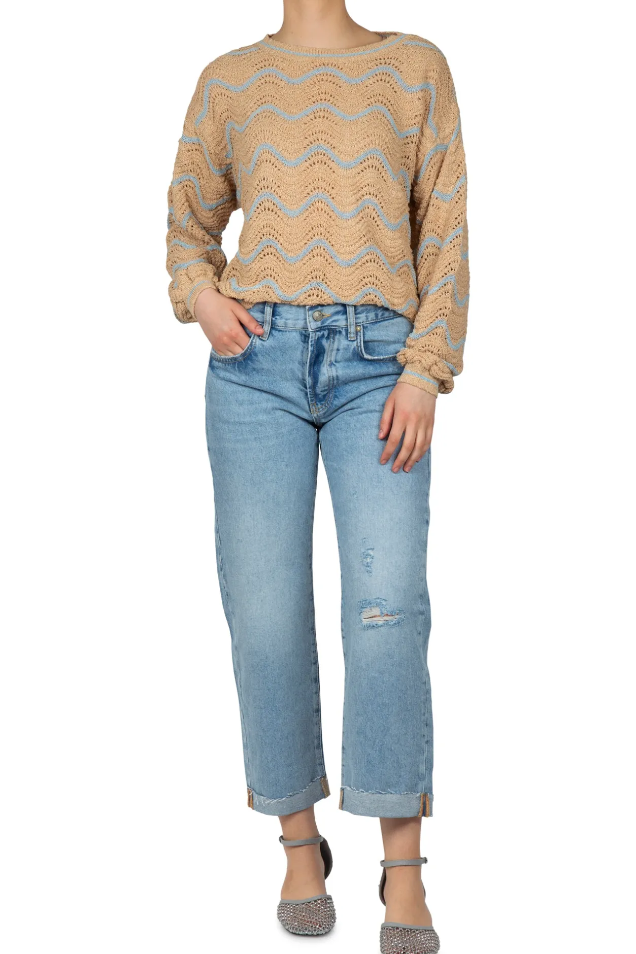 - Maglia - 451436 - Beige/Azzurro^La Femme Blanche Outlet