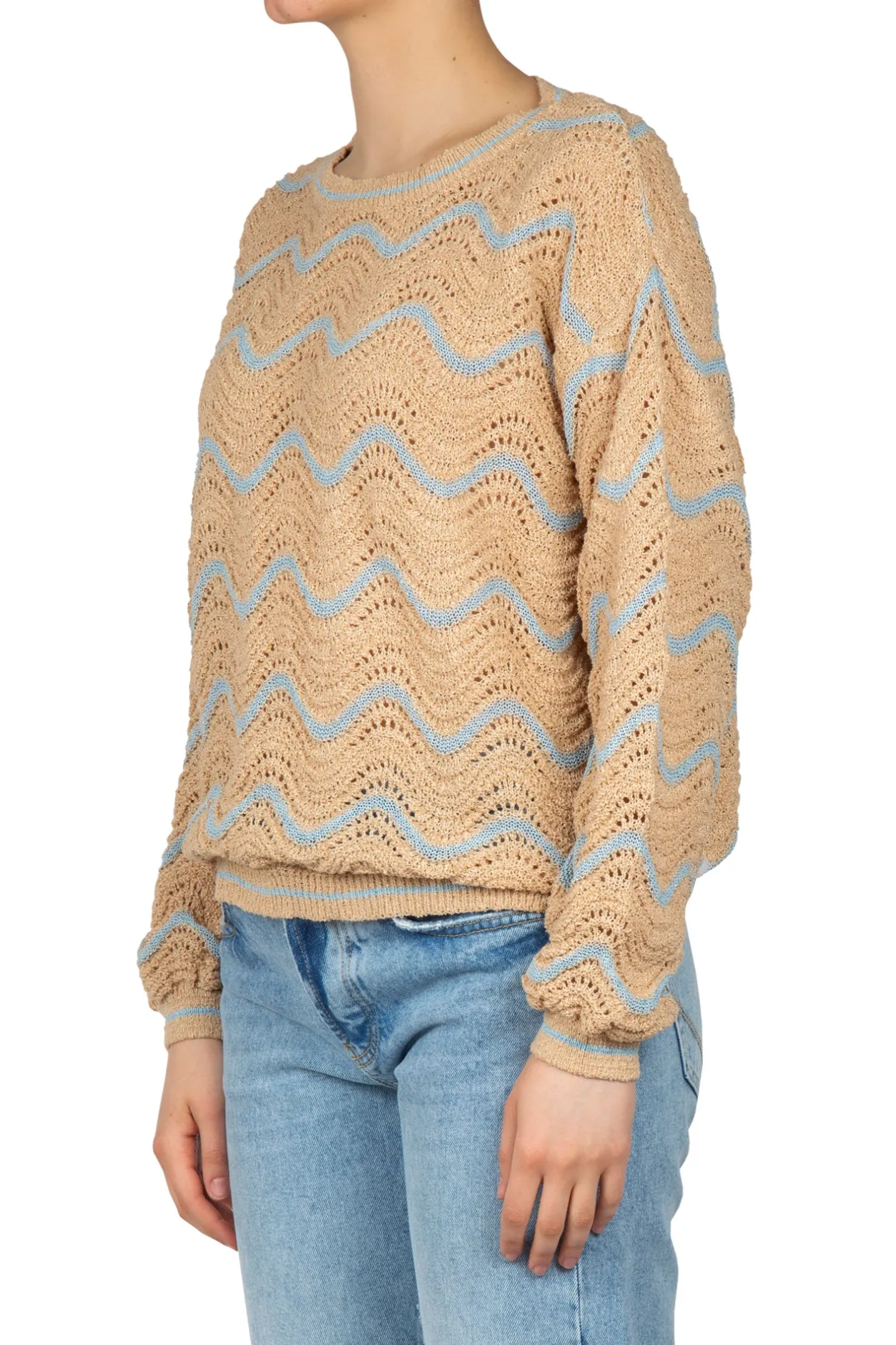 - Maglia - 451436 - Beige/Azzurro^La Femme Blanche Outlet