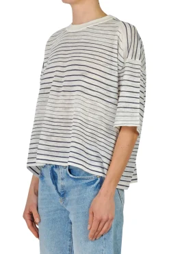 - T-shirt - 450001 - Ecru/Navy^Roberto Collina Sale