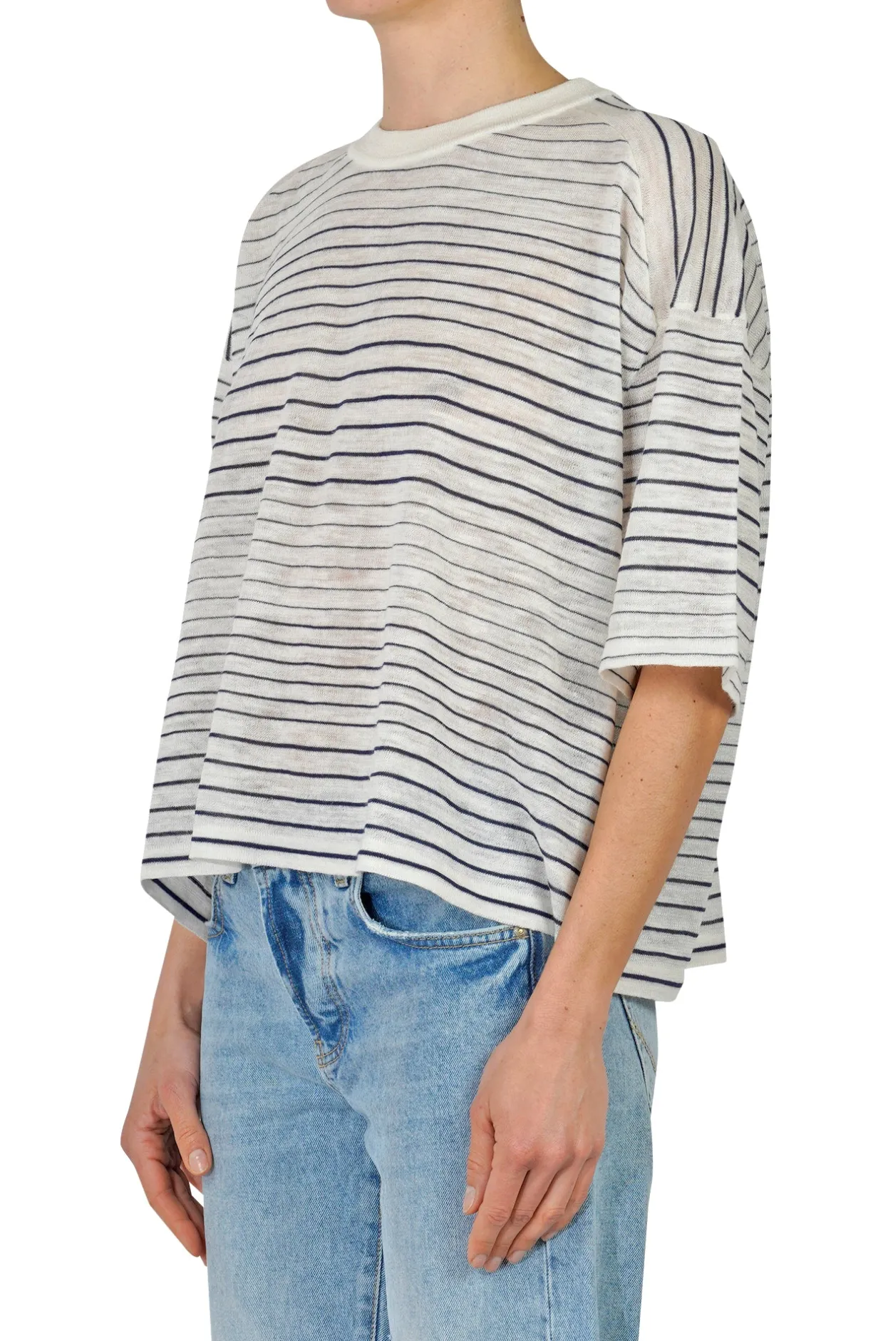 - T-shirt - 450001 - Ecru/Navy^Roberto Collina Sale
