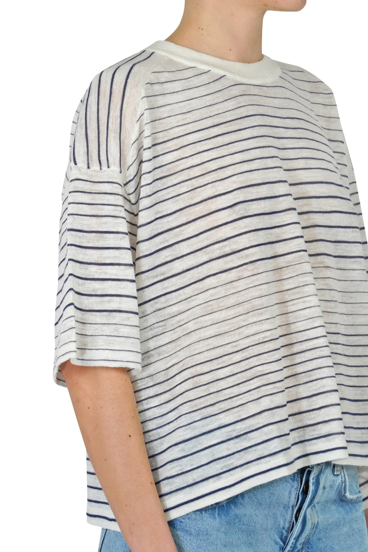 - T-shirt - 450001 - Ecru/Navy^Roberto Collina Sale
