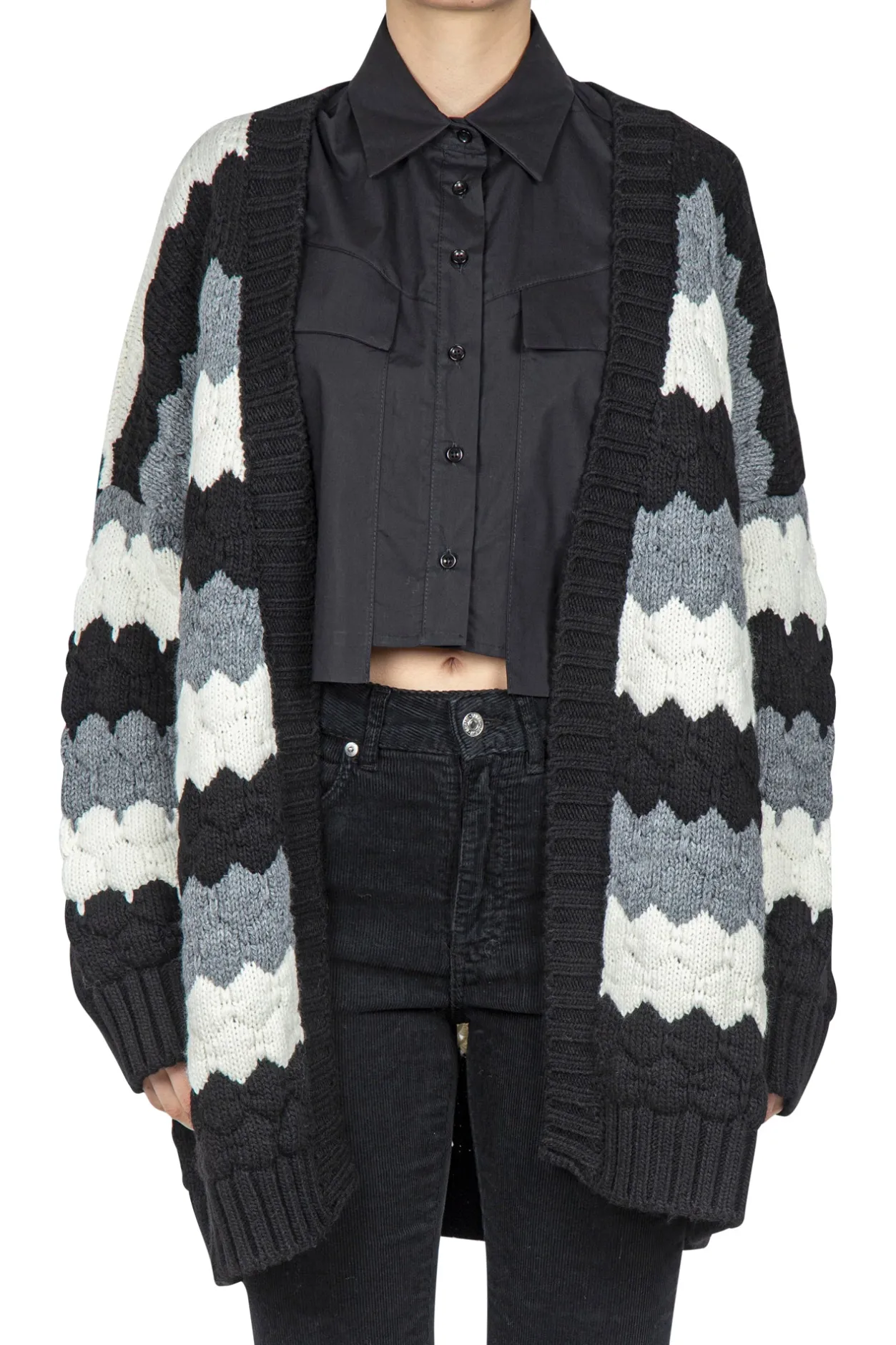 - Cardigan - 441922 - Nero/Panna^So Allure Clearance