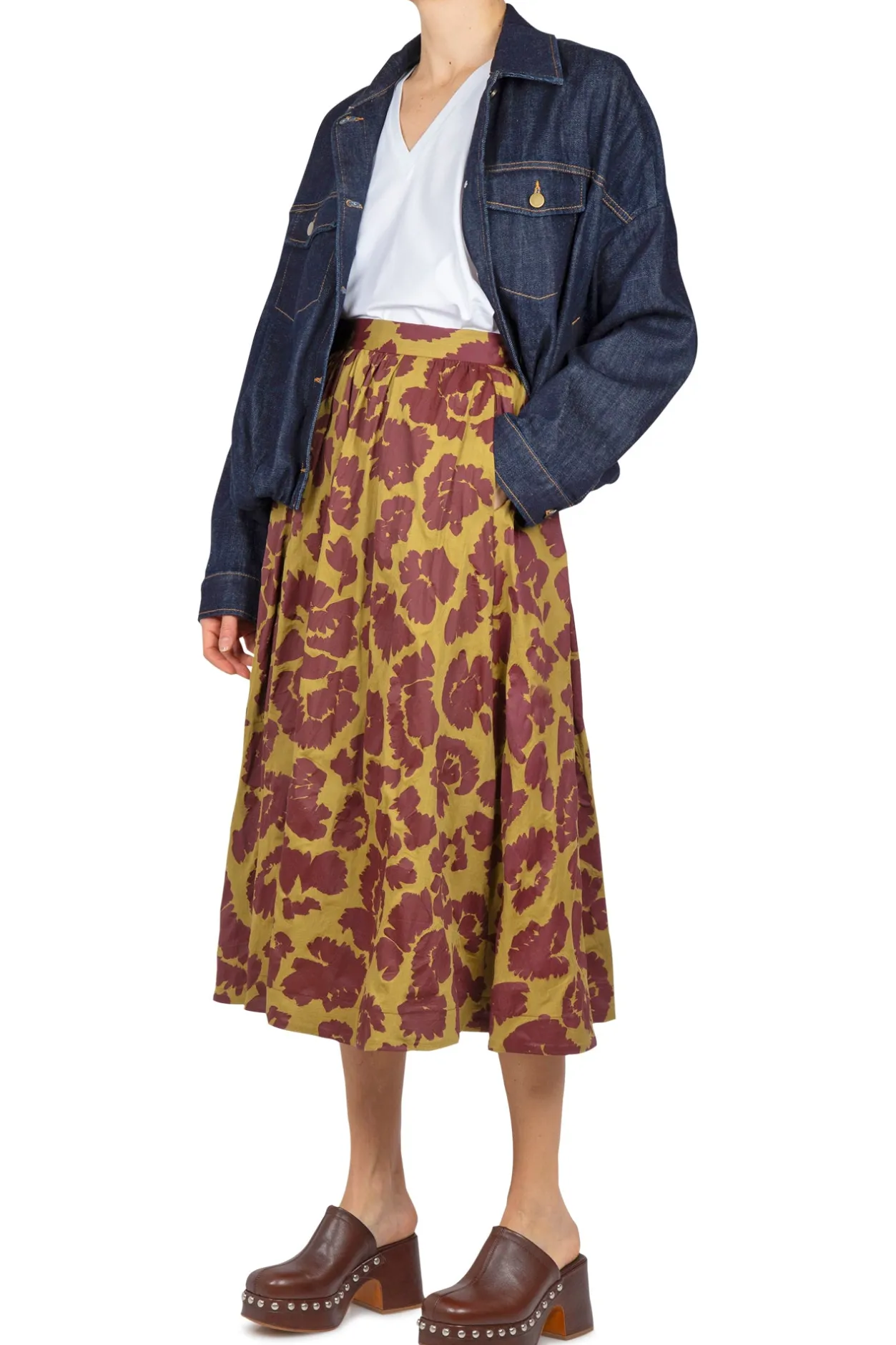 - Gonna - 450490 - Senape/Bordeaux^Tela Outlet